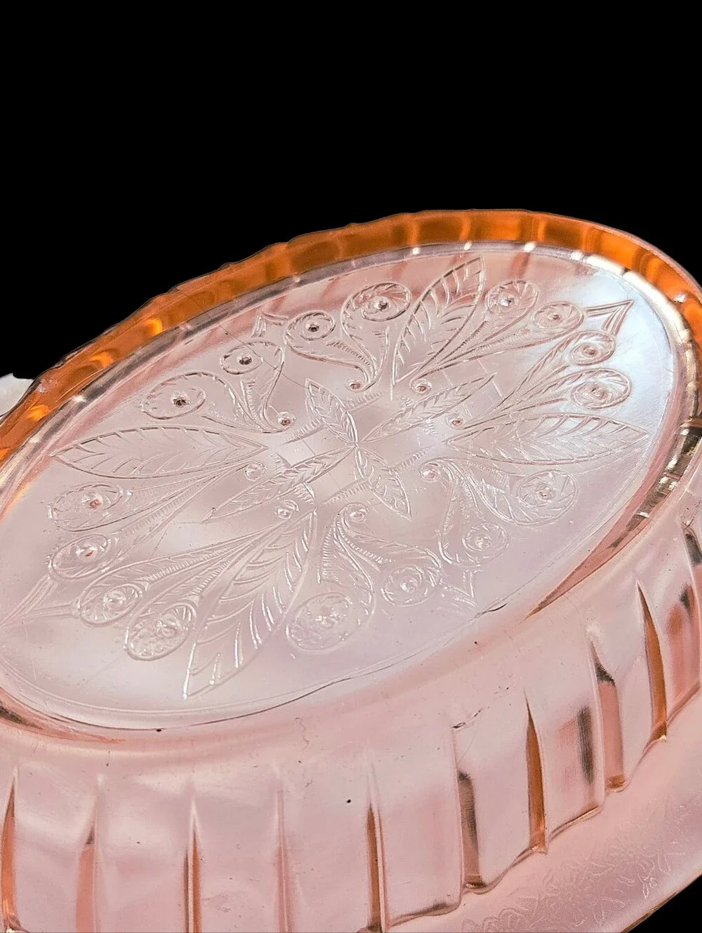 Vintage Jeannette Pink Depression Glass Adam Pattern Oval Serving Bowl 9.75